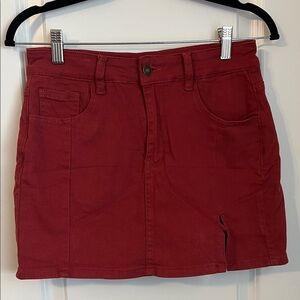 Chic Red Denim Mini Skort